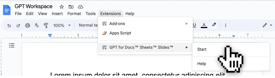 GPT Workspace in Google Docs